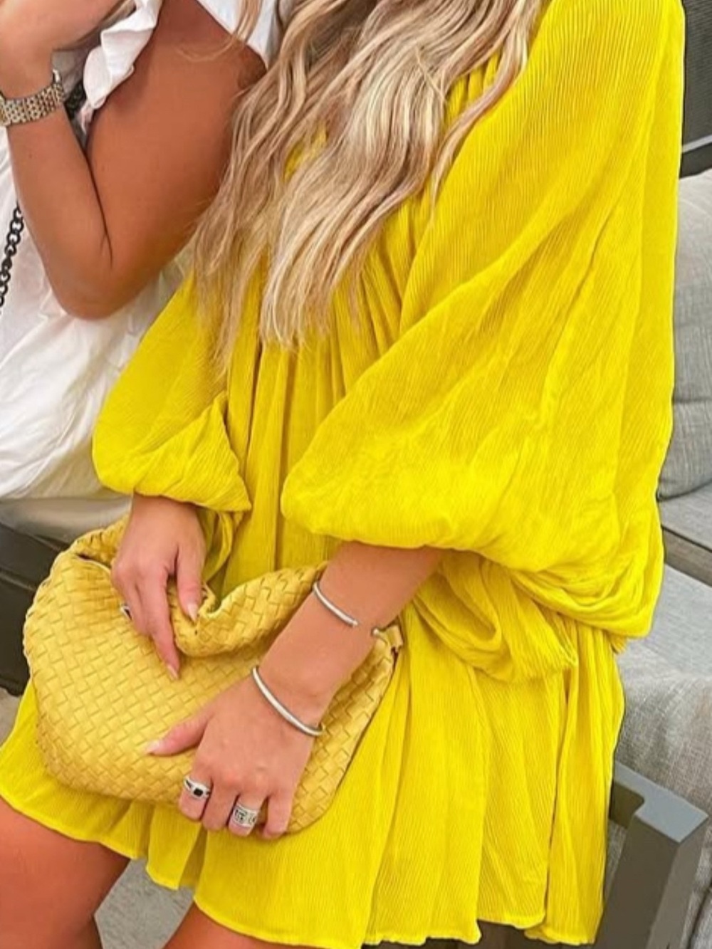 Puffed Sleeve Mini Dress